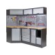 Complete werkplaatsinrichting, werkbank + hoekstuk met hardhouten werkblad, gereedschapskast, 223 x 200 cm
