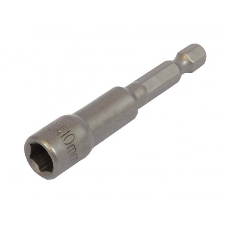 Dop bit adapter 1/4" sleutelwijdte 10 mm. lengte 65 mm. - magnetische adapter voor boormachine