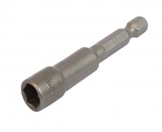 Dop bit adapter 1/4" sleutelwijdte 11 mm. lengte 65 mm. - magnetische adapter voor boormachine