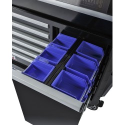 Gereedschapswagen zwart 7 laden + lade met magazijnbakjes - 110 x 48 x 101 cm Gereedschapswagen zwart 7 laden + lade met magazijnbakjes - 110 x 48 x 101 cm