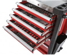 Gevulde gereedschapswagen rood 7 laden 72 x 48 x 101 cm