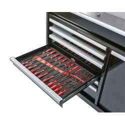 Gevulde gereedschapswagen zwart 7 laden + lade met magazijnbakjes - 110 x 48 x 101 cm