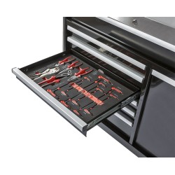 Gevulde gereedschapswagen zwart 7 laden + lade met magazijnbakjes - 110 x 48 x 101 cm