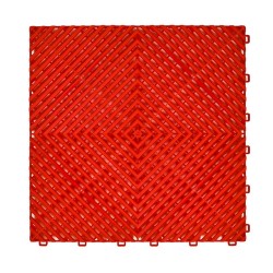Open kliktegel rood 400 x 400 x 18 mm. - harde kunststof tegel met open structuur