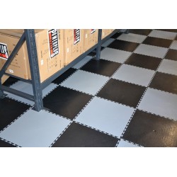 PVC kliktegel grijs 500 x 500 x 6 mm. Vloertegel voor industrieel gebruik - hamerslag anti slip profiel