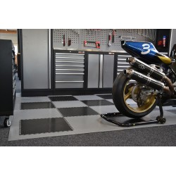 PVC kliktegel grijs 500 x 500 x 6 mm. Vloertegel voor industrieel gebruik - hamerslag anti slip profiel