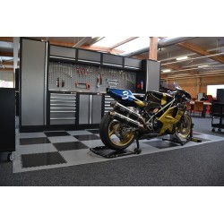 PVC kliktegel grijs 500 x 500 x 6 mm. Vloertegel voor industrieel gebruik - hamerslag anti slip profiel