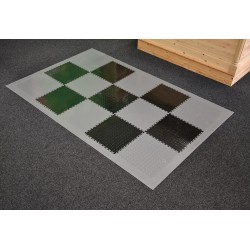 PVC kliktegel zwart 500 x 500 x 7 mm. - Industriële werkplaatstegel met ronde noppen