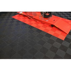 Open kliktegel zwart 400 x 400 x 18 mm. - harde kunststof tegel met open structuur Open kliktegel zwart 400 x 400 x 18 mm. - harde kunststof tegel met open structuur