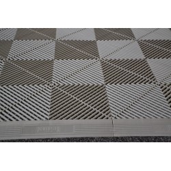 Open kliktegel grijs 400 x 400 x 18 mm. - harde kunststof tegel met open structuur Open kliktegel grijs 400 x 400 x 18 mm. - harde kunststof tegel met open structuur