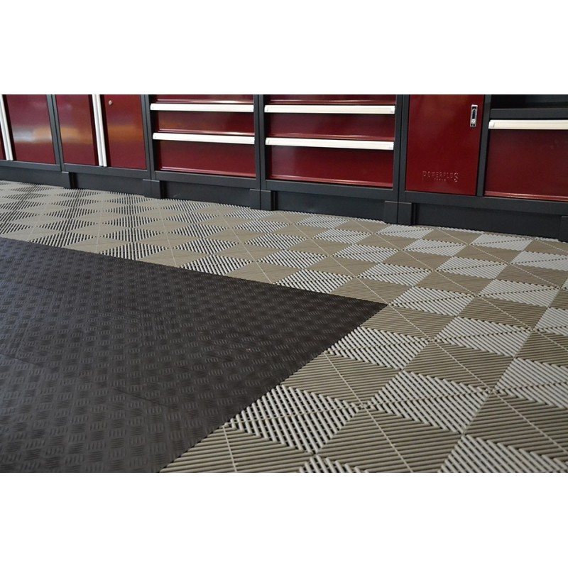 Open kliktegel grijs 400 x 400 x 18 mm. - harde kunststof tegel met open structuur Open kliktegel grijs 400 x 400 x 18 mm. - harde kunststof tegel met open structuur