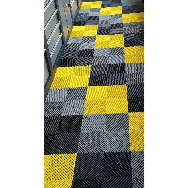 Open kliktegel grijs 400 x 400 x 18 mm. - harde kunststof tegel met open structuur Open kliktegel grijs 400 x 400 x 18 mm. - harde kunststof tegel met open structuur