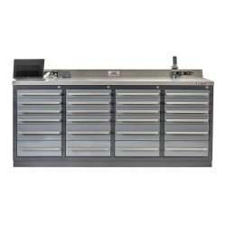Professionele werkbank – montagetafel 215 x 70 x 95 cm. met 24 laden