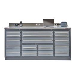 Professionele werkbank – montagetafel 183 x 70 x 95 cm. met 17 laden Professionele werkbank – montagetafel 183 x 70 x 95 cm. met 17 laden