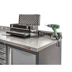 Professionele werkbank – montagetafel 215 x 70 x 95 cm. met 12 laden en 2 gereedschapskasten