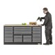 Professionele werkbank – montagetafel 183 x 70 x 95 cm. met 17 laden en hardhouten werkblad