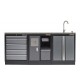 Werkbank set met MDF werkblad met RVS plaat omkleed - 6 laden - 204 x 46 x 94,6 cm. Werkbank met laden - ladenblok