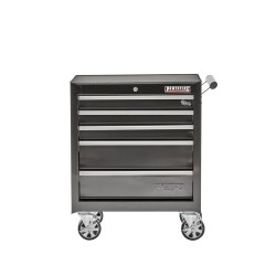 Werkbank zwart 200 cm met zinken werkblad en gereedschapswagen