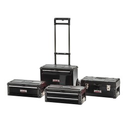 Verrijdbare gereedschapstrolley  - gereedschapskoffer van metaal en kunststof - zwart 4 delig met stapelbare gereedschapskisten