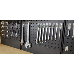 Complete werkplaatsinrichting mat zwart, werkbank + RVS blad, gereedschapskast, 12 laden, 379,5 x 200 cm