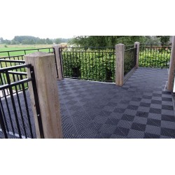 Open kliktegel zwart 400 x 400 x 18 mm. - harde kunststof tegel met open structuur Open kliktegel zwart 400 x 400 x 18 mm. - harde kunststof tegel met open structuur