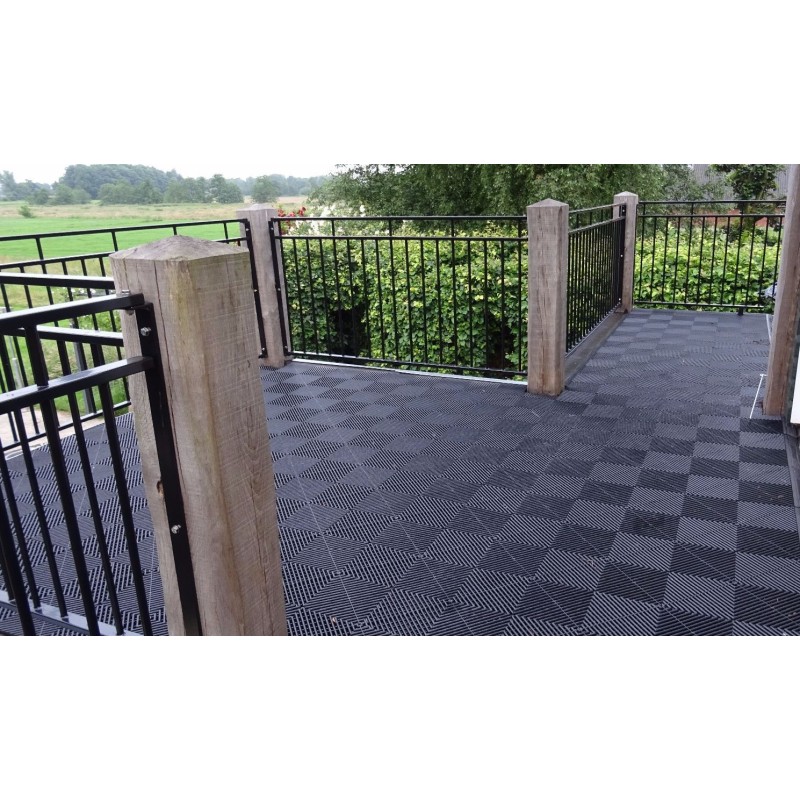 Open kliktegel grijs 400 x 400 x 18 mm. - harde kunststof tegel met open structuur Open kliktegel grijs 400 x 400 x 18 mm. - harde kunststof tegel met open structuur