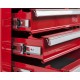 Gereedschapswagen rood, 9 laden gevuld met gereedschap in foam inleg
