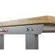 Werkbank grijs 150 cm met hardhouten blad - open model