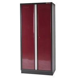 Complete werkplaatsinrichting donker rood, RVS blad,  gereedschapskast, 4 x hangkast,12 laden, 379,5 x 200 cm