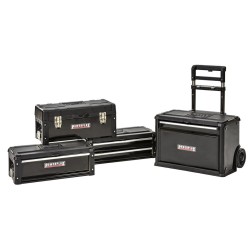 Verrijdbare gereedschapstrolley  - gereedschapskoffer van metaal en kunststof - zwart 4 delig met stapelbare gereedschapskisten