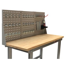 Werkbank met achterwand – Werkbank set 150 cm. kleur grijs.