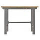 Werkbank grijs 120 cm met hardhouten blad - open model