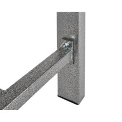 Werkbank grijs 200 cm met hardhouten blad Werkbank grijs 200 cm met hardhouten blad