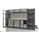 Complete Werkplaatsinrichting, Werkbank set, gereedschapskast, Magazijnstelling, 3 x hangkast, 5 laden, 342 x 200 cm