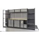 Complete Werkplaatsinrichting, Werkbank set, gereedschapskast, Magazijnstelling, 3 x hangkast, 5 laden, 342 x 200 cm