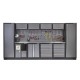 Complete Werkplaatsinrichting, werkbank met metaal omkleed blad, gereedschapskast, gereedschapsbord, 17 laden, 392 x 200 cm.