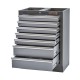 Werkbank set met MDF werkblad met RVS plaat omkleed - 10 laden - 204 x 46 x 94,6 cm. Werkbank met laden - ladenblok