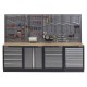 Werkbank set met hardhouten werkblad, gereedschapskast, gereedschapsbord - 19 laden - 272 x 46 x 94,5 / 199,5 cm