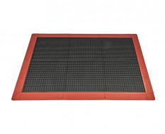 Antislip vloer mat – PVC werkplaatsmat – antivermoeidheidsmat, kleur zwart met rood, afm. 136 x 96 x 1,2 cm.