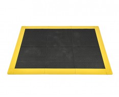 Antislip vloer mat – PVC werkplaatsmat – antivermoeidheidsmat, kleur zwart met geel, afm. 136 x 96 x 1,2 cm.