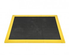 Antislip vloer mat – PVC werkplaatsmat – antivermoeidheidsmat, kleur zwart met geel, afm. 136 x 96 x 1,2 cm.