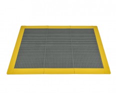 Antislip vloer mat – PVC werkplaatsmat – antivermoeidheidsmat, kleur grijs en geel, afm. 136 x 96 x 1,2 cm.