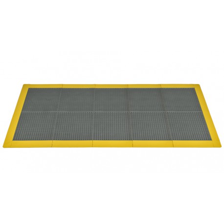 Antislip vloer mat – PVC werkplaatsmat – antivermoeidheidsmat, kleur grijs en geel, afm. 216 x 96 cm