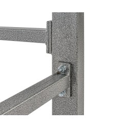 Werkbank grijs 150 cm met hardhouten blad + gereedschapswagen en grijs gereedschapsbord