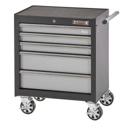 Werkbank grijs 200 cm met hardhouten blad + gereedschapswagen en grijs gereedschapsbord