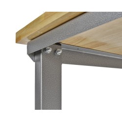 Werkbank hoekopstelling - Hoek werkbank 260 cm lang grijs met hardhouten blad Werkbank hoekopstelling - Hoek werkbank 260 cm lang grijs met hardhouten blad