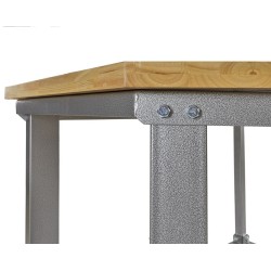 Werkbank hoekopstelling - Hoek werkbank 260 cm lang grijs met hardhouten blad en gereedschapswagen Werkbank hoekopstelling - Hoek werkbank 260 cm lang grijs met hardhouten blad en gereedschapswagen