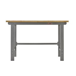 Werkbank hoekopstelling - Hoek werkbank 260 cm lang grijs met hardhouten blad en gereedschapswagen Werkbank hoekopstelling - Hoek werkbank 260 cm lang grijs met hardhouten blad en gereedschapswagen