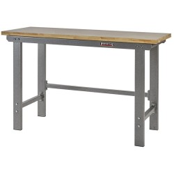 Werkbank hoekopstelling - Hoek werkbank 260 cm lang grijs met hardhouten blad en gereedschapswagen Werkbank hoekopstelling - Hoek werkbank 260 cm lang grijs met hardhouten blad en gereedschapswagen