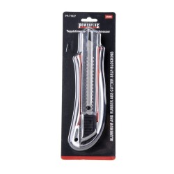 Uitschuifbaar aluminium afbreekmes / tapijtmes type stanleymes met vergrendeling 25 mm. Uitschuifbaar aluminium afbreekmes / tapijtmes type stanleymes met vergrendeling 25 mm.